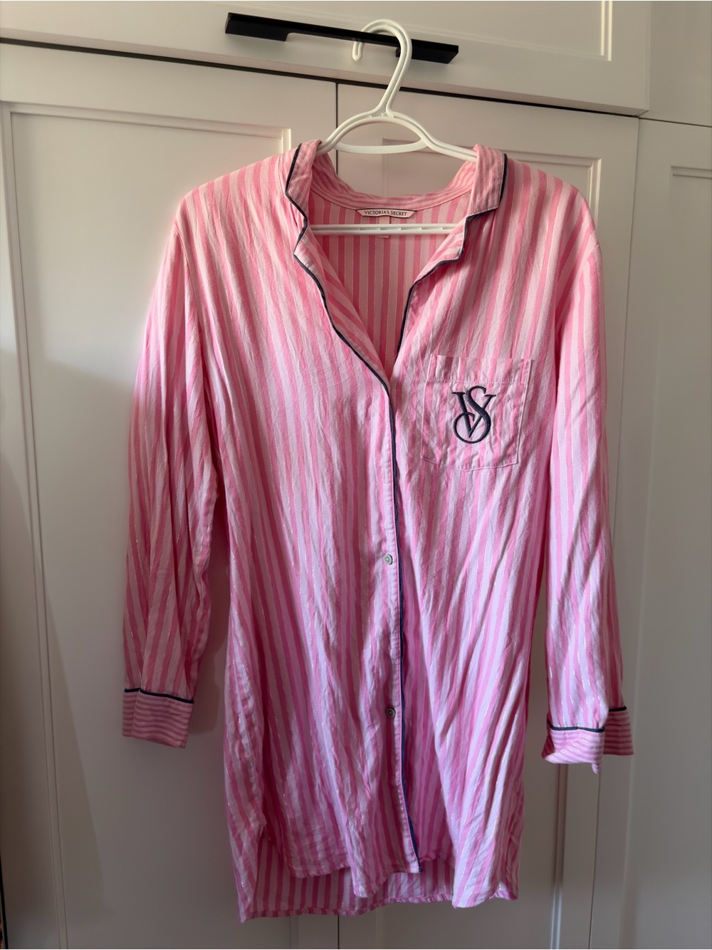 Victoria's Secret Pink & White Striped Girls' Long Sleeve Nightgown